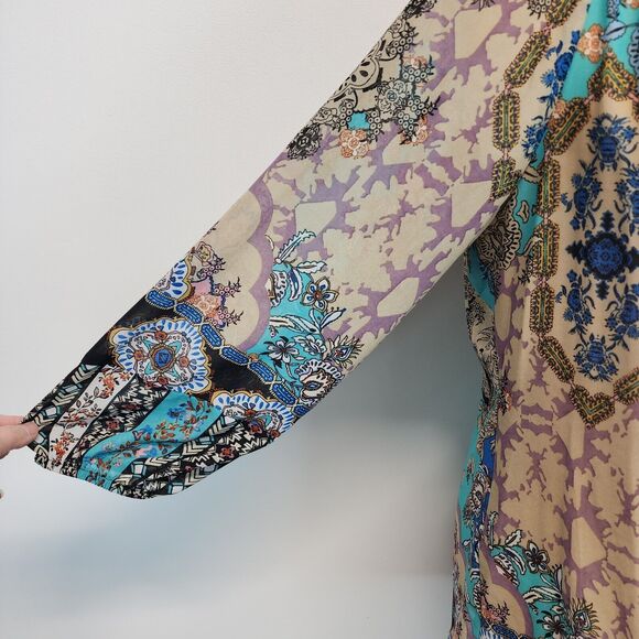 Anthropologie Fig & Flower Bohemian Tunic Size L Semi Sheer Art Nouveau Artsy - Picture 5 of 14